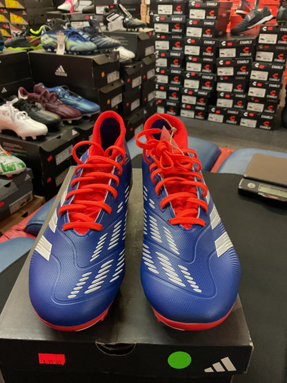front PREDATOR LEAGUE FIRM GROUND SOCCER CLEATS (Blue/White/Red)