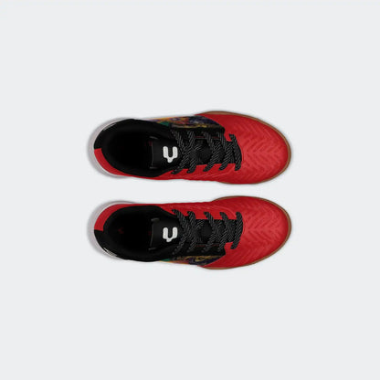 Charly Vertex Hollogram Soccer Turf Black Red Shoes for Kids