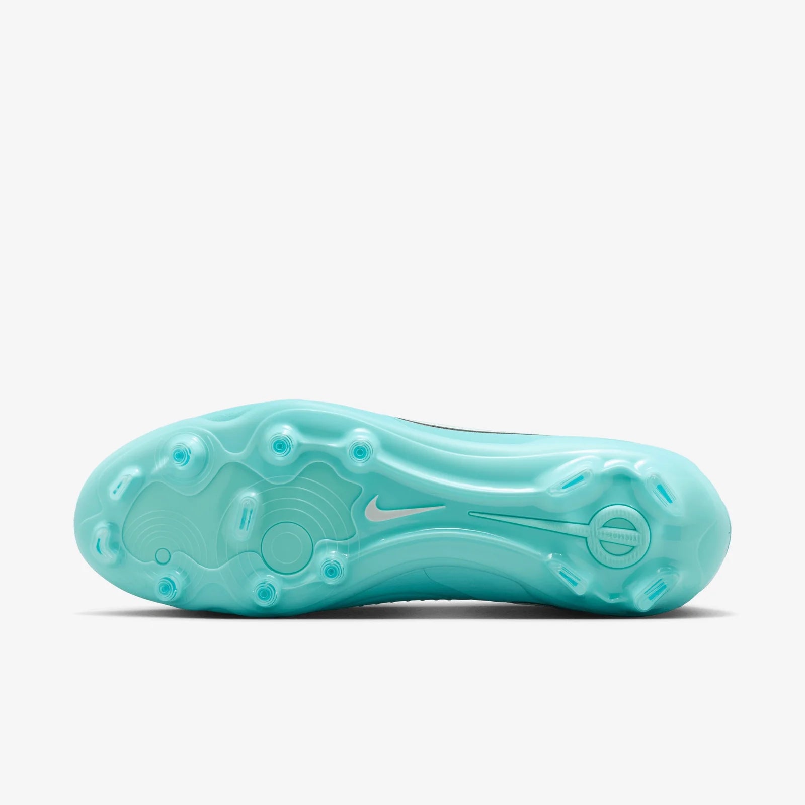 Turquoise shoe sole with Nike logo on a white background