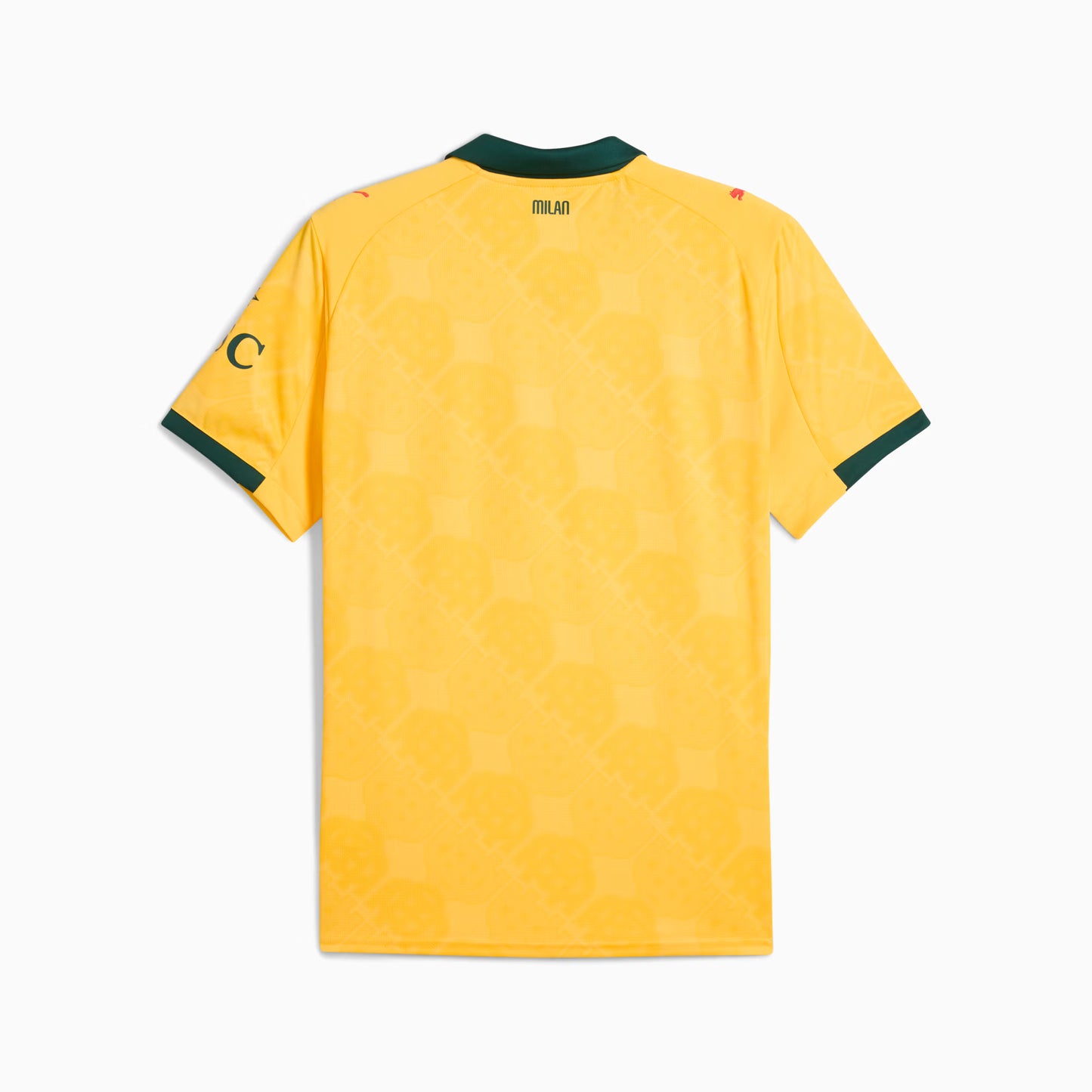Yellow sports jersey with green accents on a white background