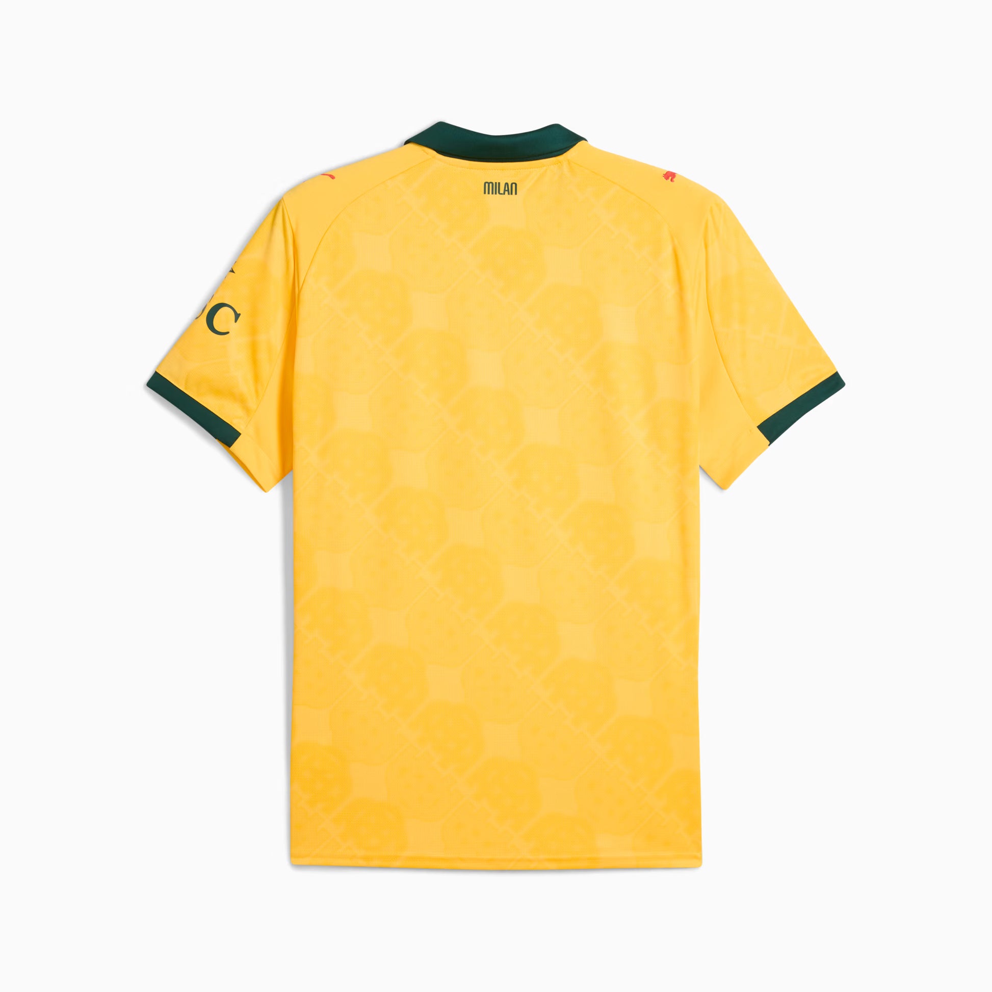 Yellow sports jersey with green accents on a white background