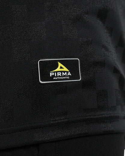 Black fabric with a Pirma logo patch on a dark background