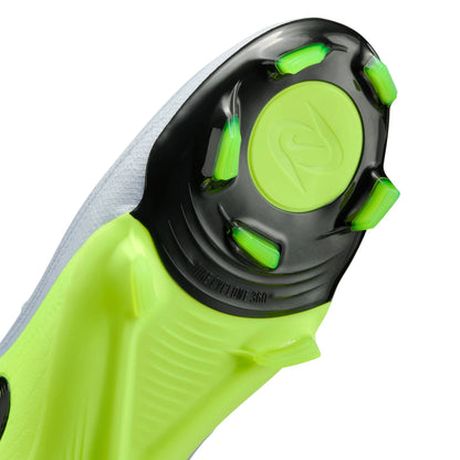 Close-up of a green and black gardening tool on a white background