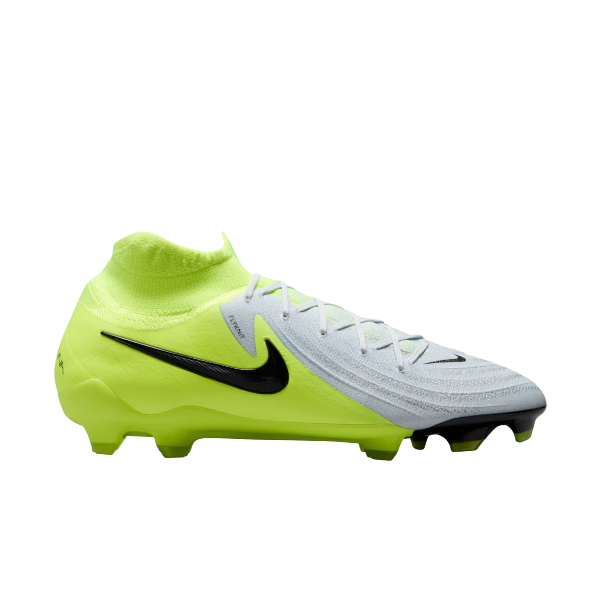 Green and gray soccer cleat with Nike logo on a white background
