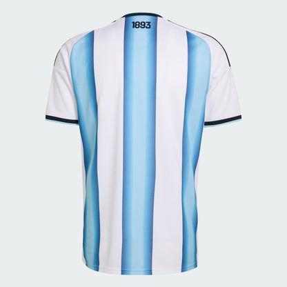 White and blue striped sports jersey with '1893' on a light gray background