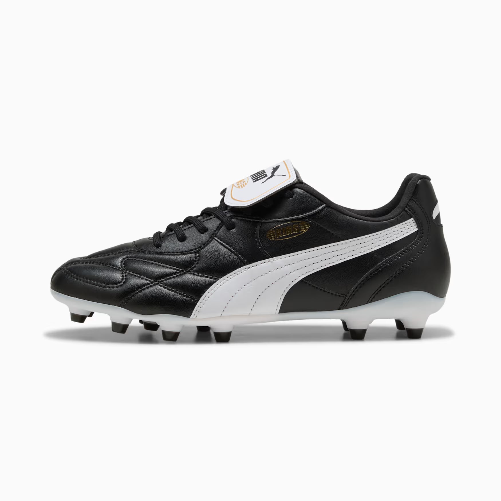 PUMA King Top FG/AG side view black white gold upper