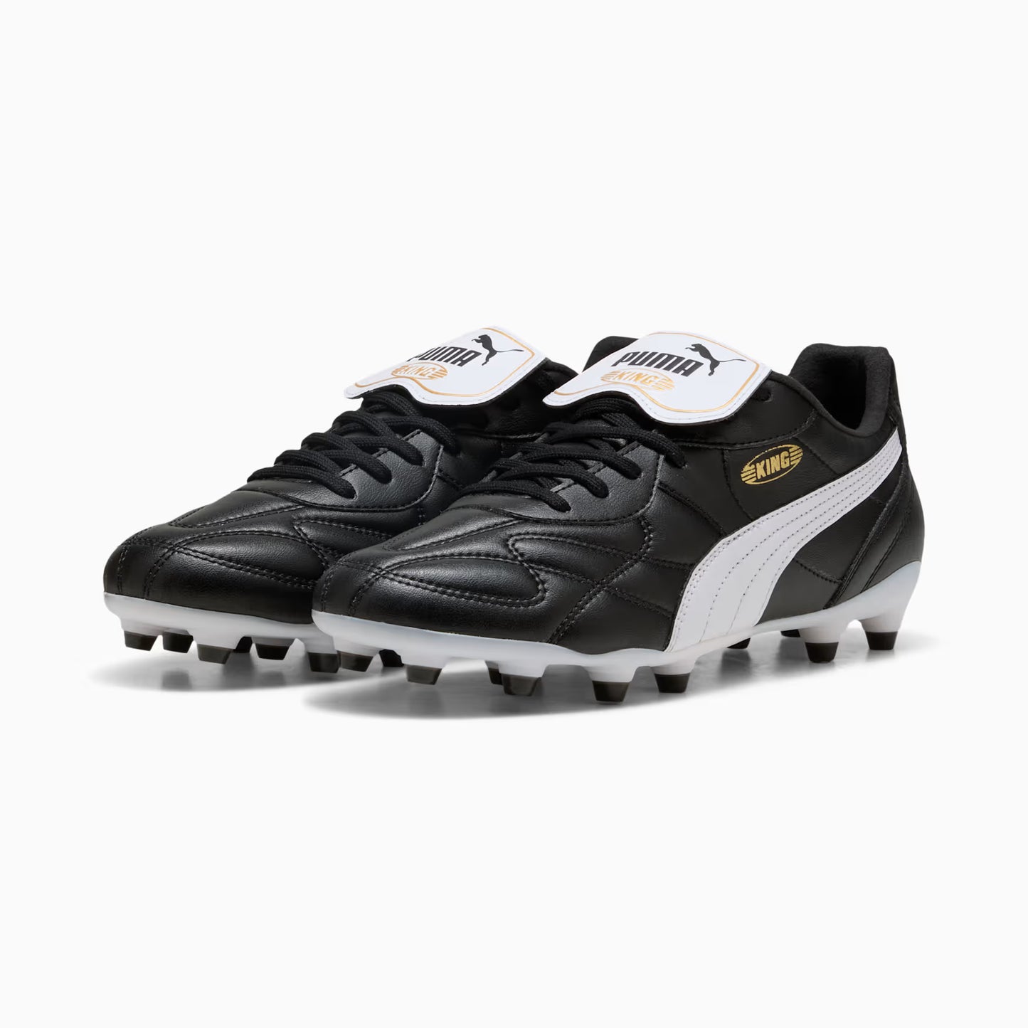 PUMA King Top FG/AG side view black white gold upper