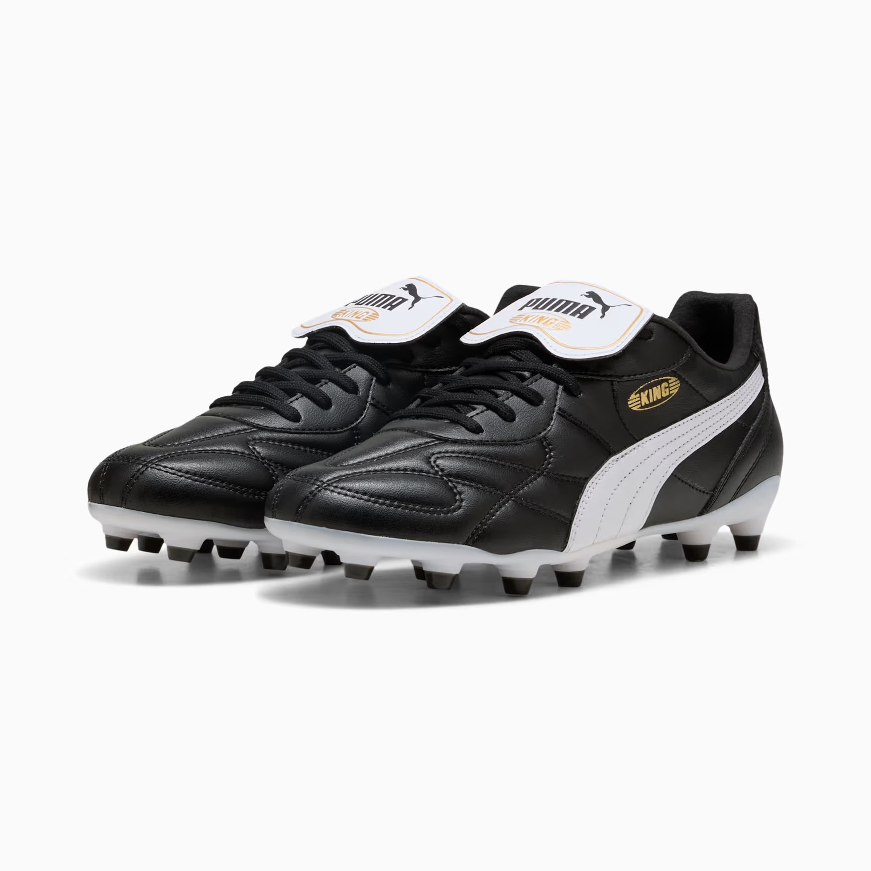 PUMA King Top FG/AG side view black white gold upper