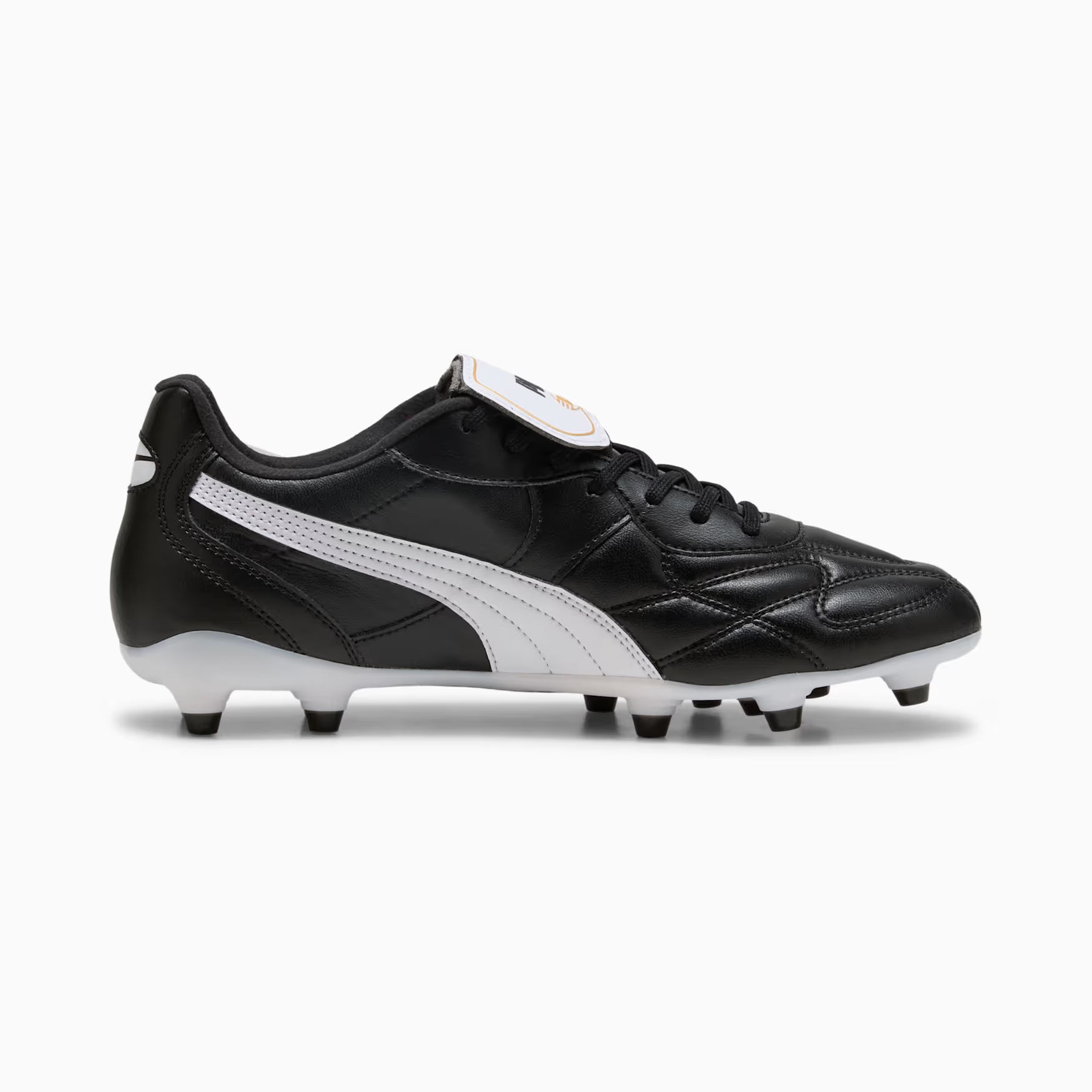PUMA King Top FG/AG side view black white gold upper