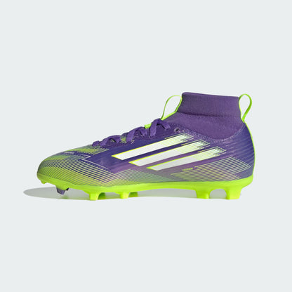 Adidas Youth F50 League Mid FG/MG – Purple Rush / Cloud White / Lucid Lemon