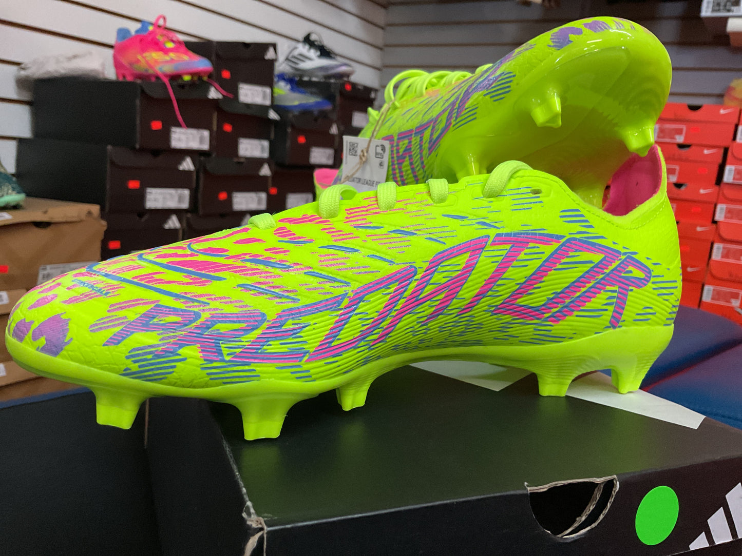 in-side PREDATOR LEAGUE FIRM/MULTI-GROUND CLEATS (Lucid Lemon / Blue Fusion / Lucid Pink)