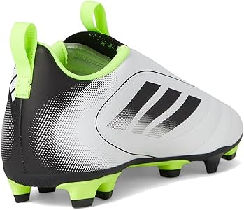 adidas Goletto IX FG/MG Kids JI1612 angled view in Cloud White Core Black Lucid Lemon