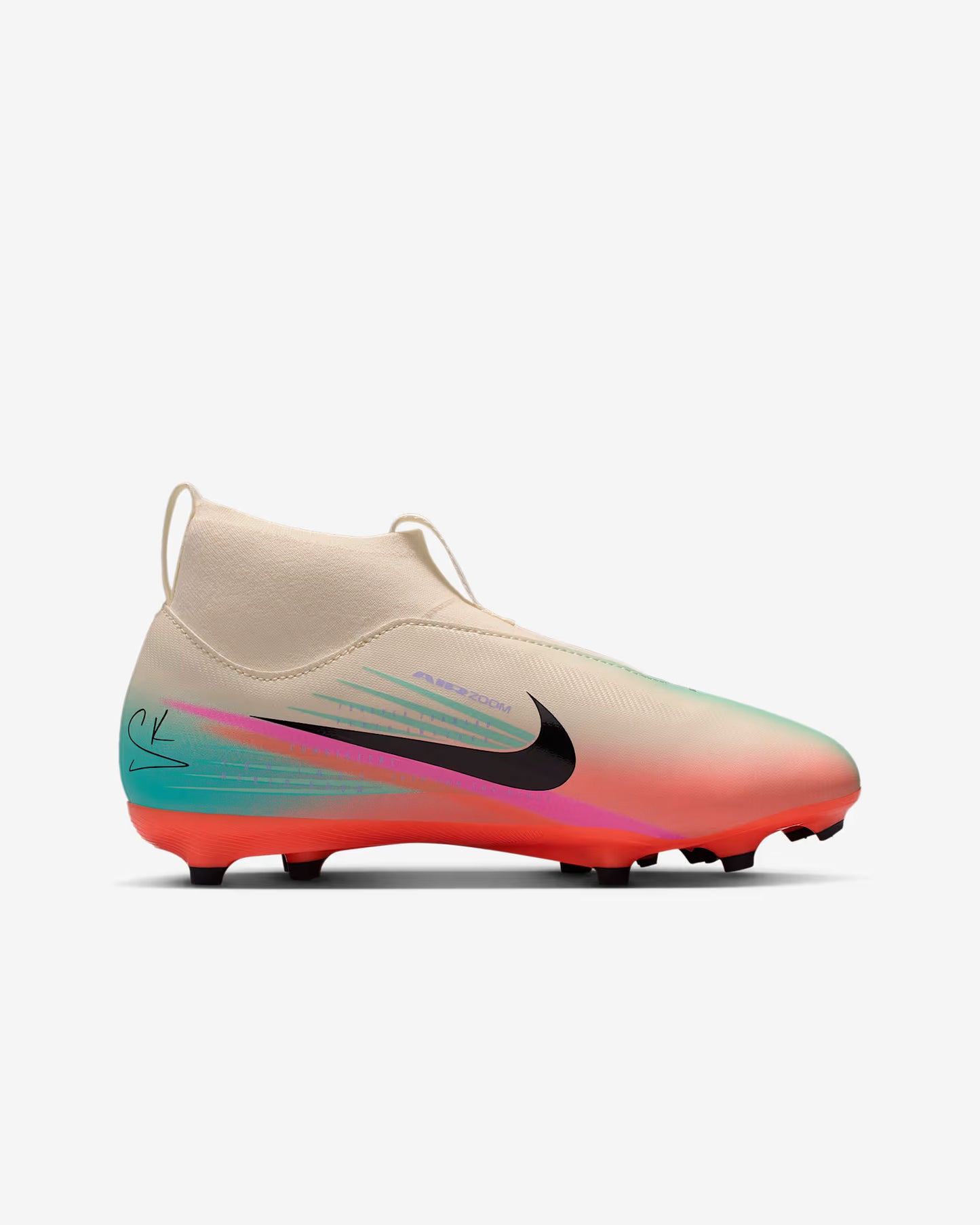 Nike Jr Mercurial Superfly 10 Academy Sam Kerr side view Pale Ivory Black