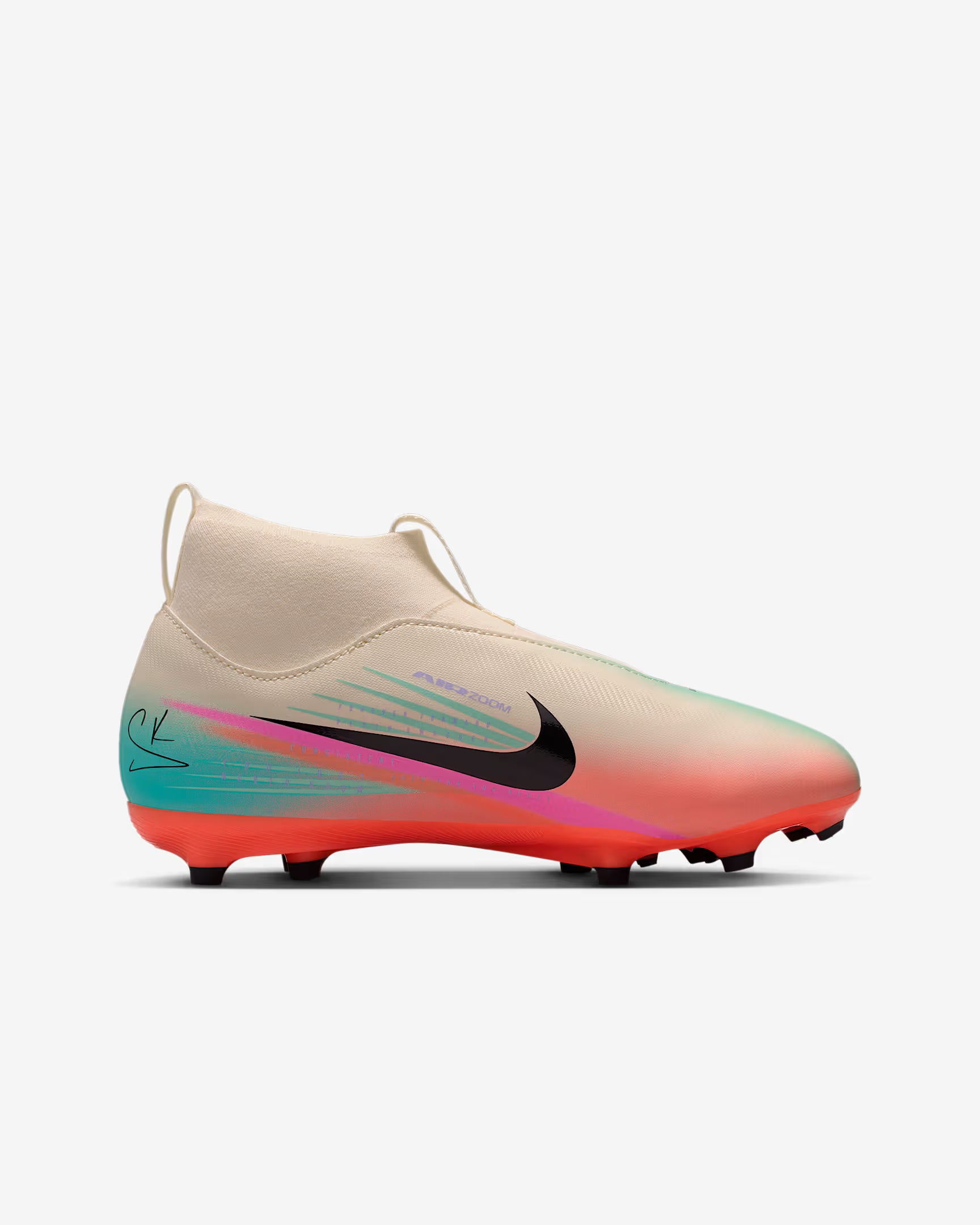 Nike Jr Mercurial Superfly 10 Academy Sam Kerr side view Pale Ivory Black