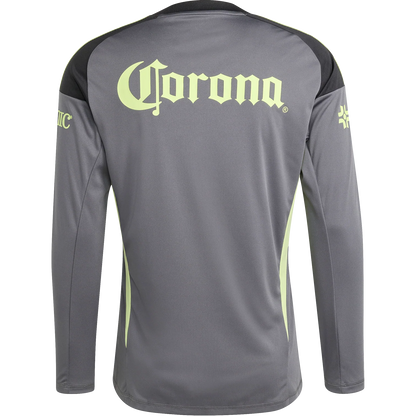 Gray long-sleeve shirt with Corona logo on the back
