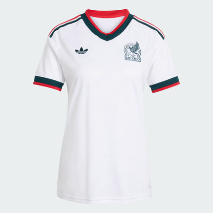 White sports jersey with red and green accents on a light gray background