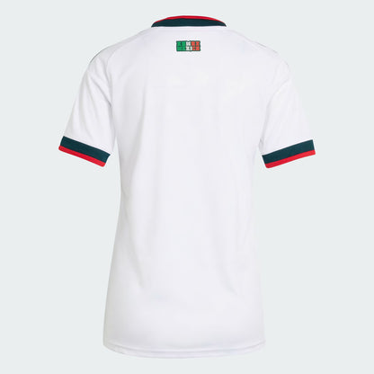 White sports jersey with red and green accents on a light gray background