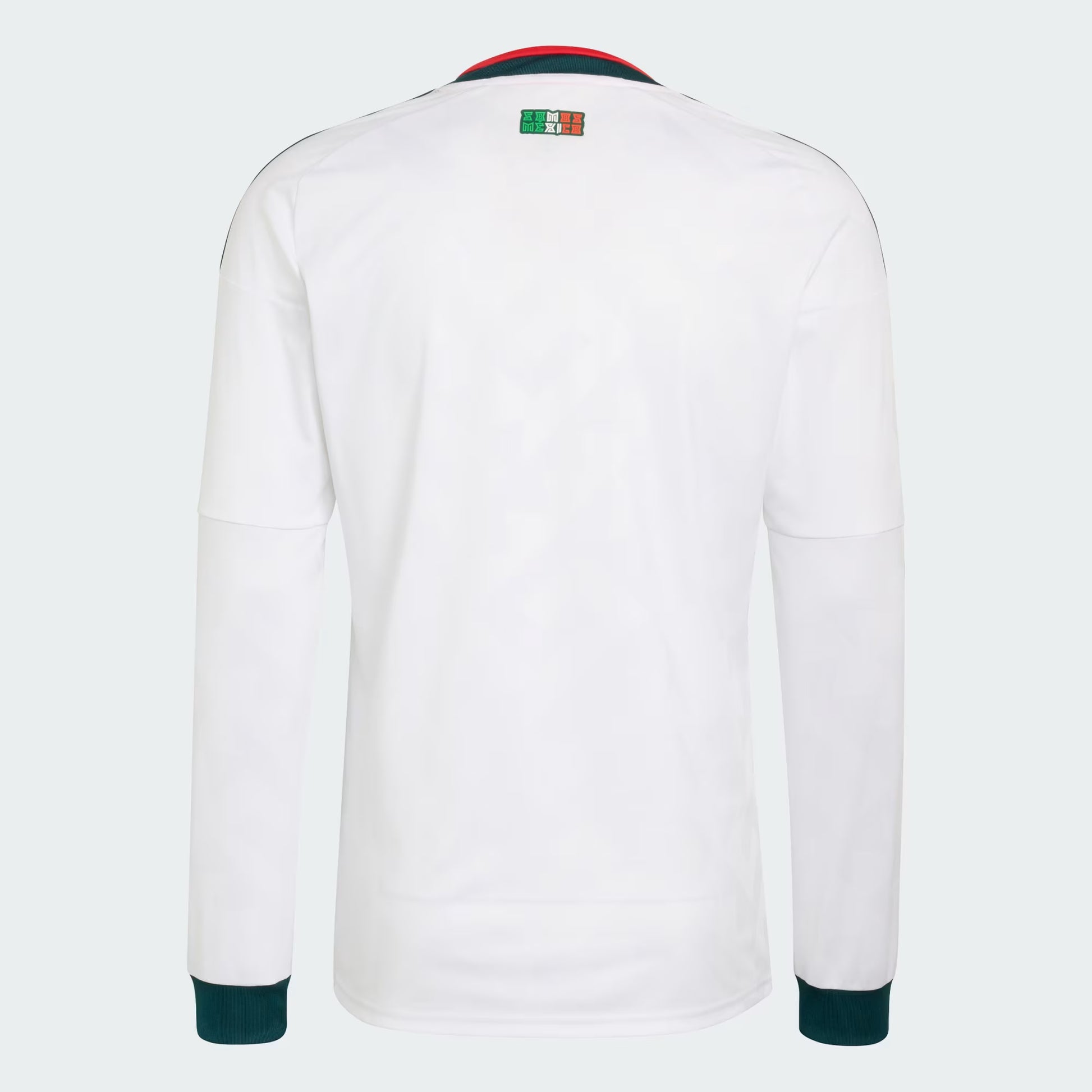 White long-sleeve shirt with a small logo on the chest against a white background