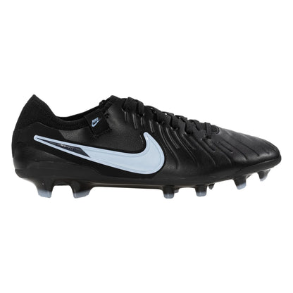 Black soccer cleat with a white Nike logo on a white background