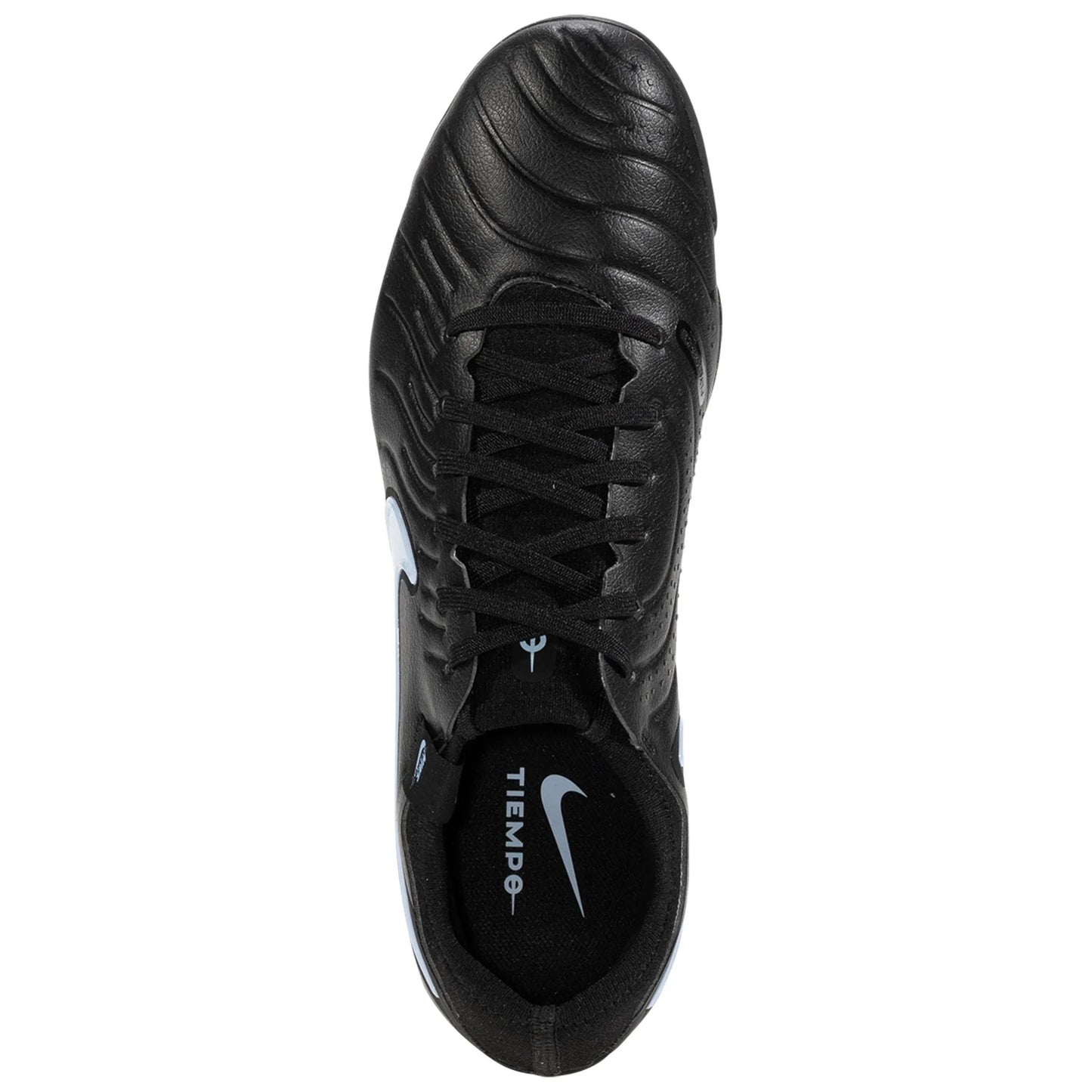 Black soccer cleat with Nike logo on a white background