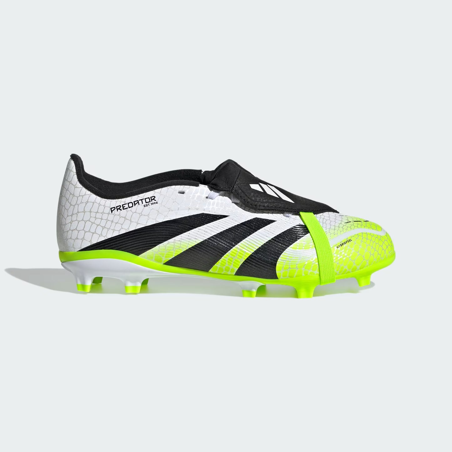 adidas Predator League JP9916 youth cleats side view Cloud White Lucid Lemon
