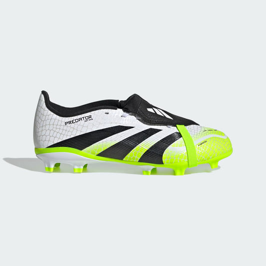 adidas Predator League JP9916 youth cleats side view Cloud White Lucid Lemon
