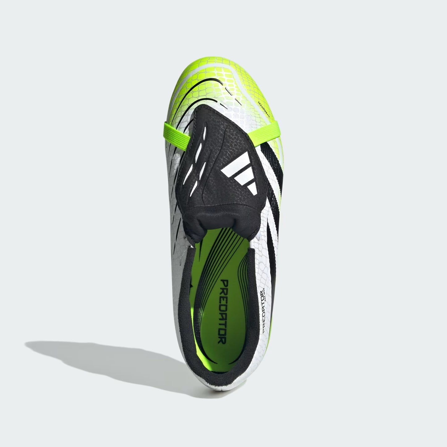 adidas Predator League JP9916 top view showing HybridFeel texture and fold-over tongue