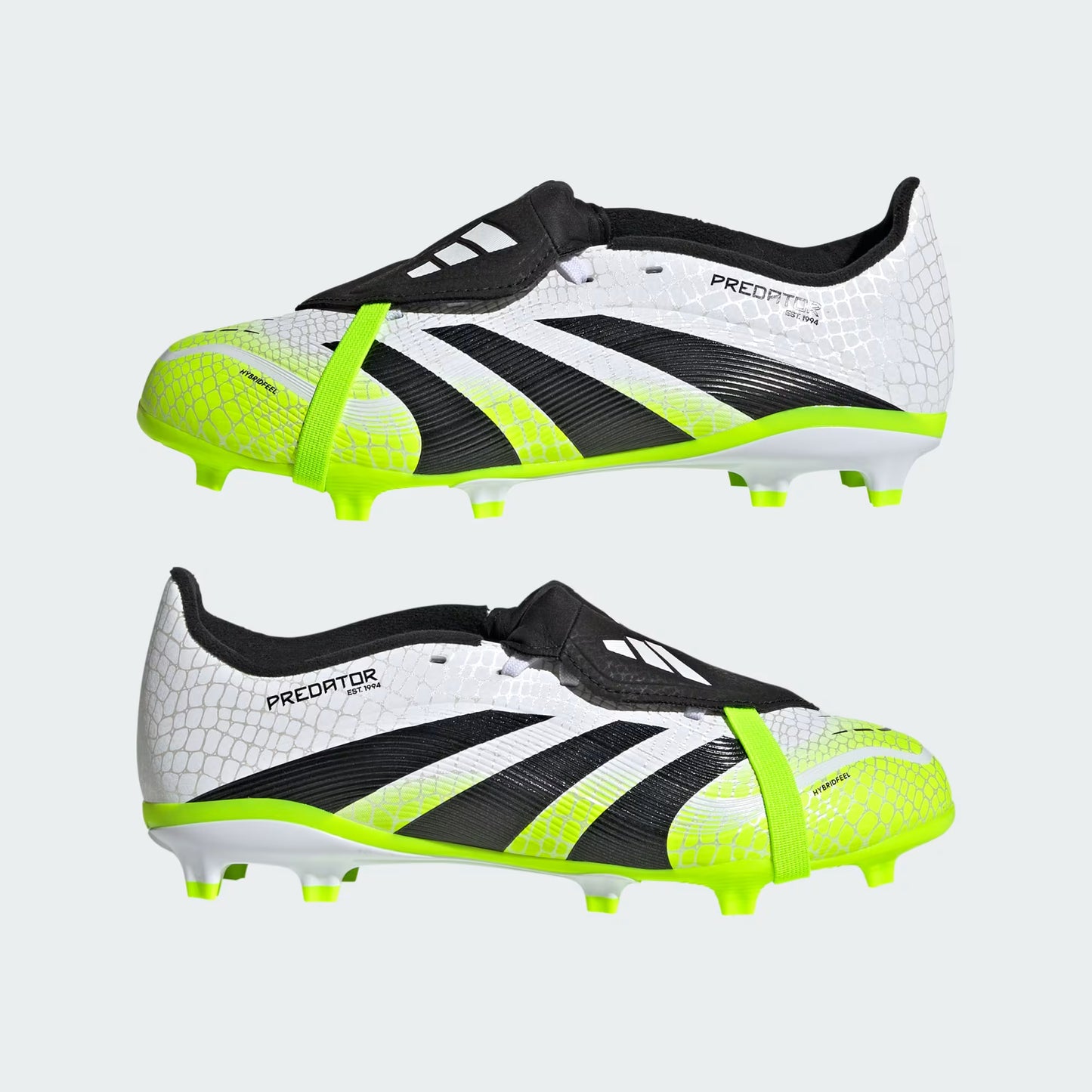 adidas Predator League JP9916 youth cleats side view Cloud White Lucid Lemon