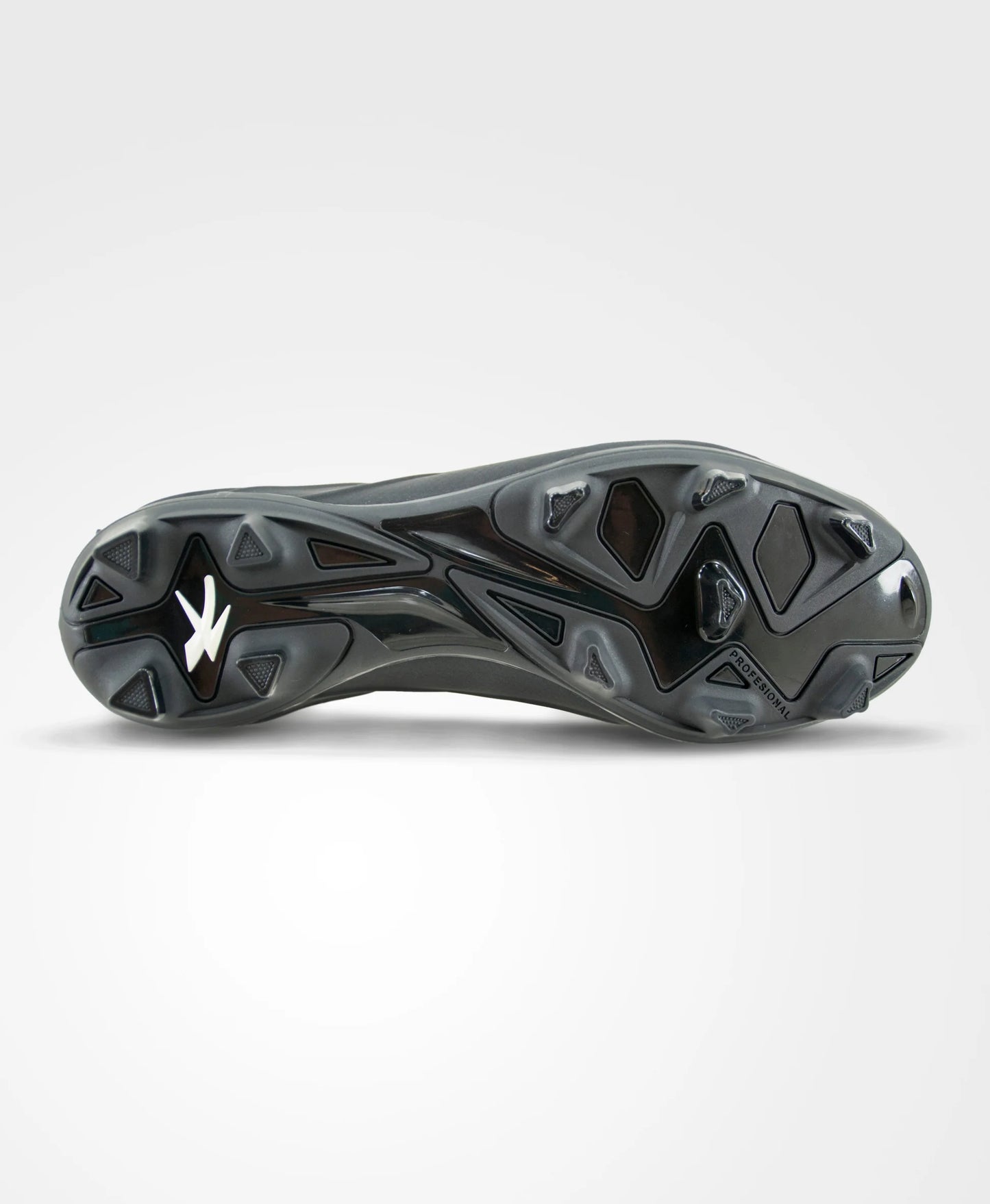 Black athletic shoe sole on a light gray background