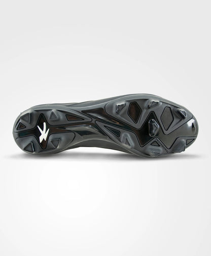 Black athletic shoe sole on a light gray background