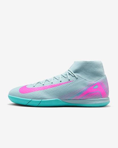 Nike Superfly 10 Academy IC side view Ocean Cube Pink Blast