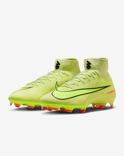 Angled front view of Nike Mercurial Superfly 10 Pro FG HF9433-300 showcasing colourway and branding