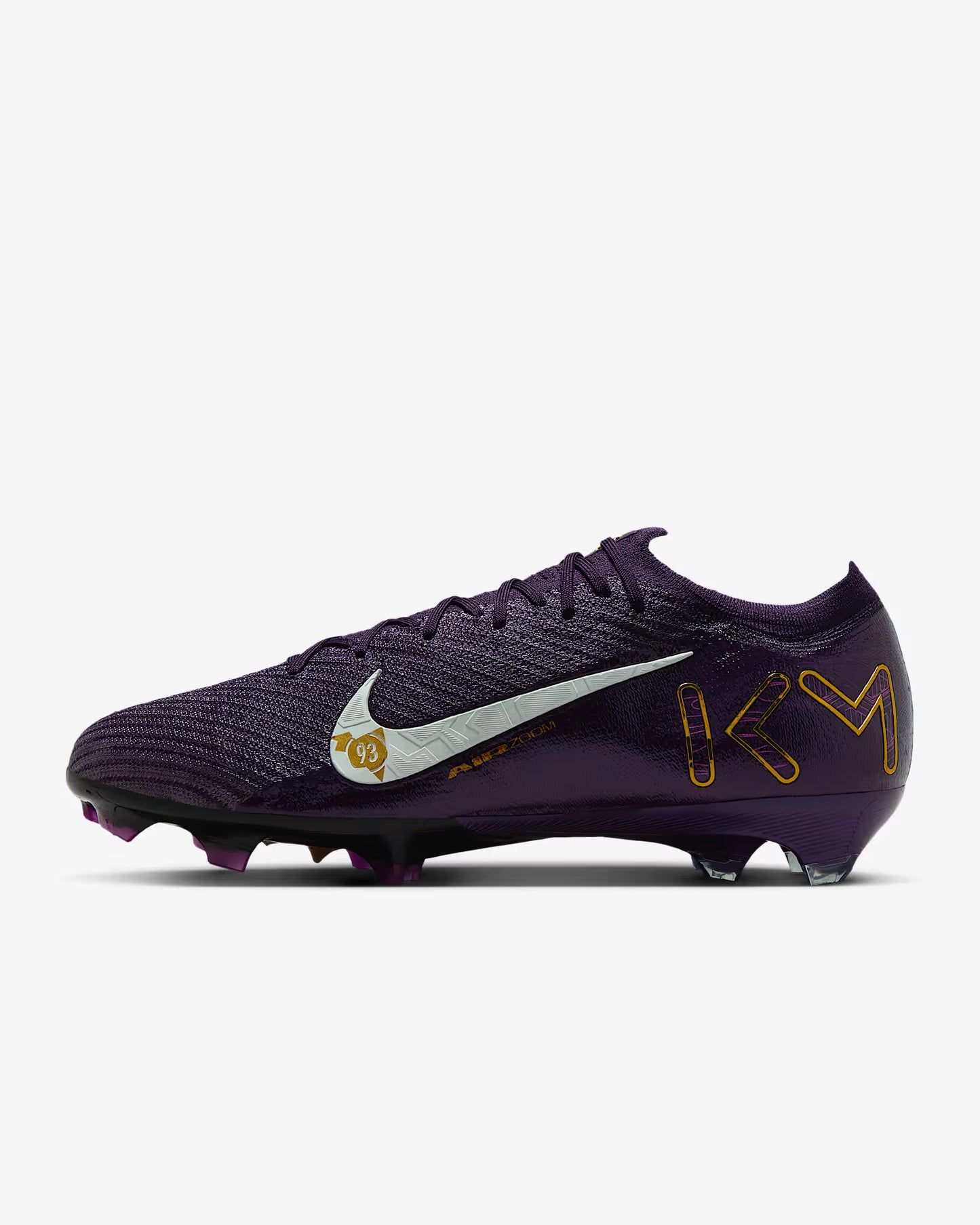 Purple soccer cleat with Nike logo on a white background