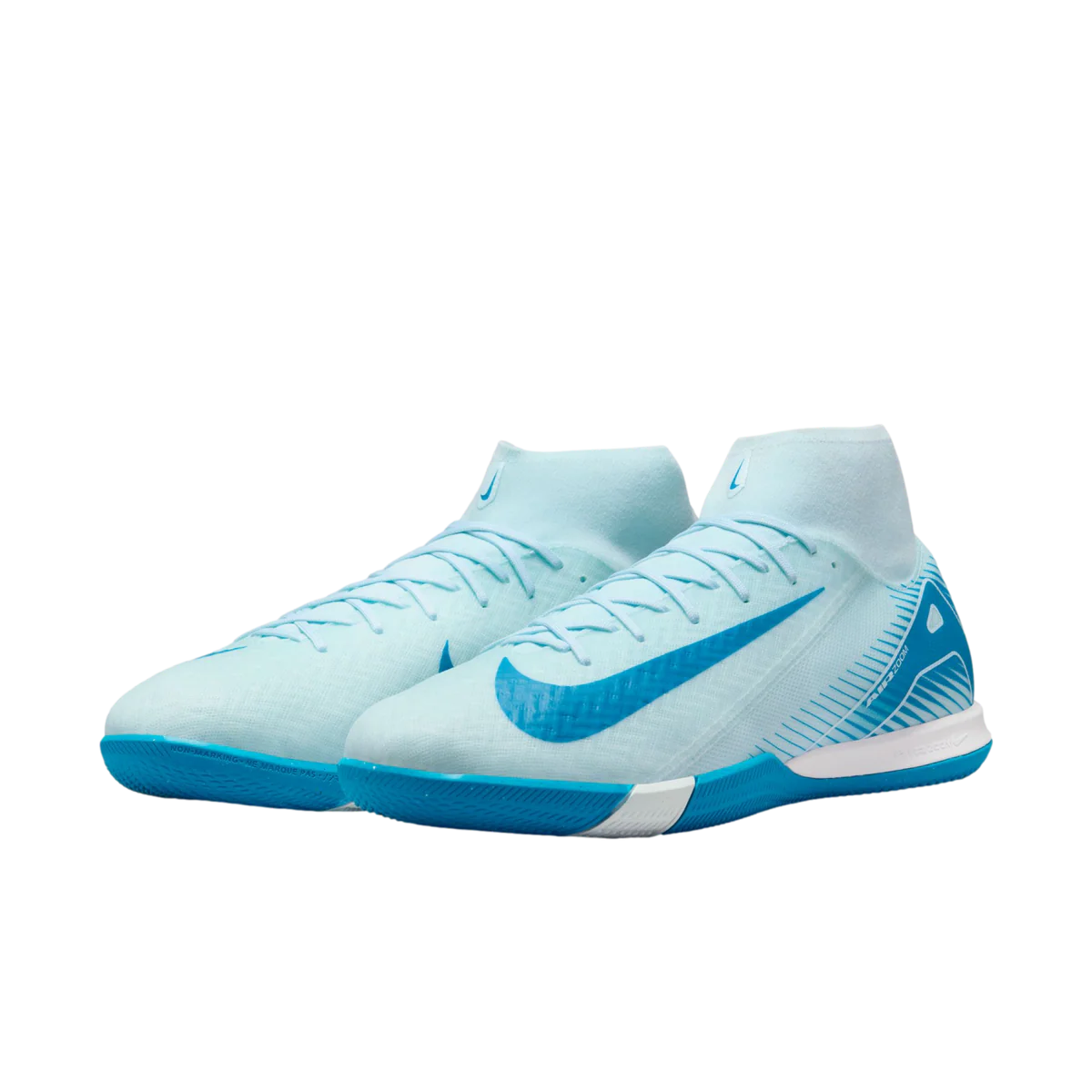 Nike Superfly 10 Academy IC side view Glacier Blue Blue Orbit